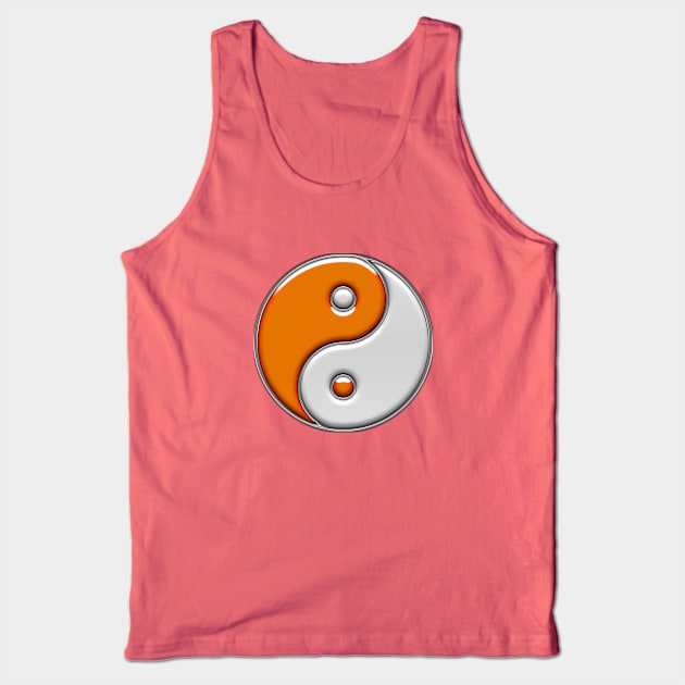 Orange And White Yin Yang Tank Top by BigOrangeShirtShop